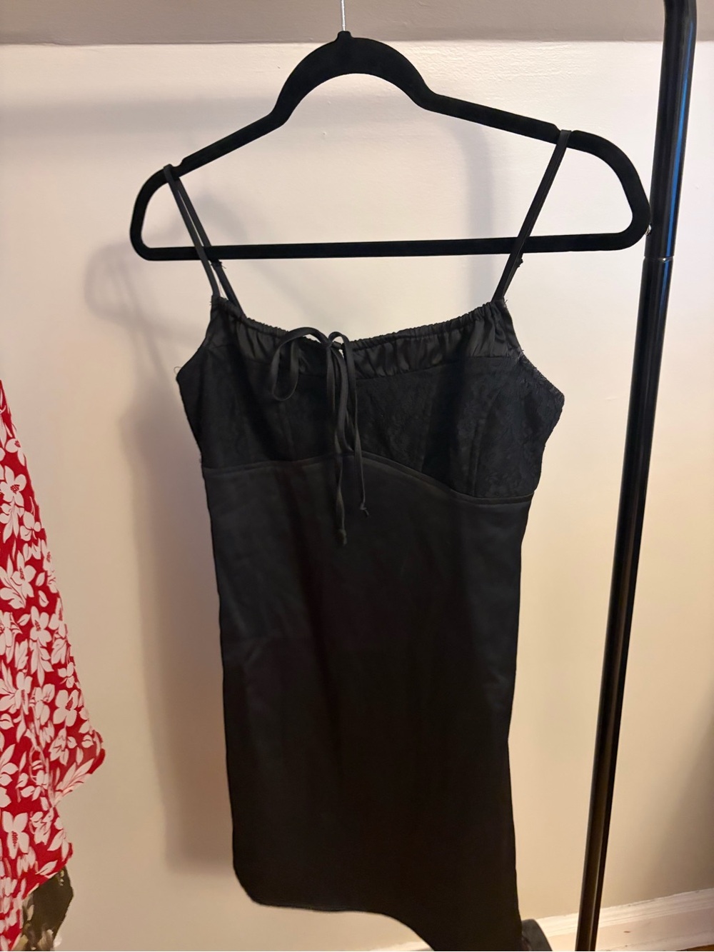 Becky and Beck Black Lace-Trim Slip Dress